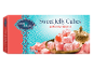 Škatla sladkih žele kock z okusom vrtnice, z napisom »Sweet Jelly Cubes with rose flavour« in »400g«.