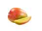 Cel mango in rezina manga na črnem ozadju.