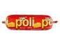 Piščančja klobasa s sirom, mini, z napisom „Nº1 Chicken Sausage in Europe“.