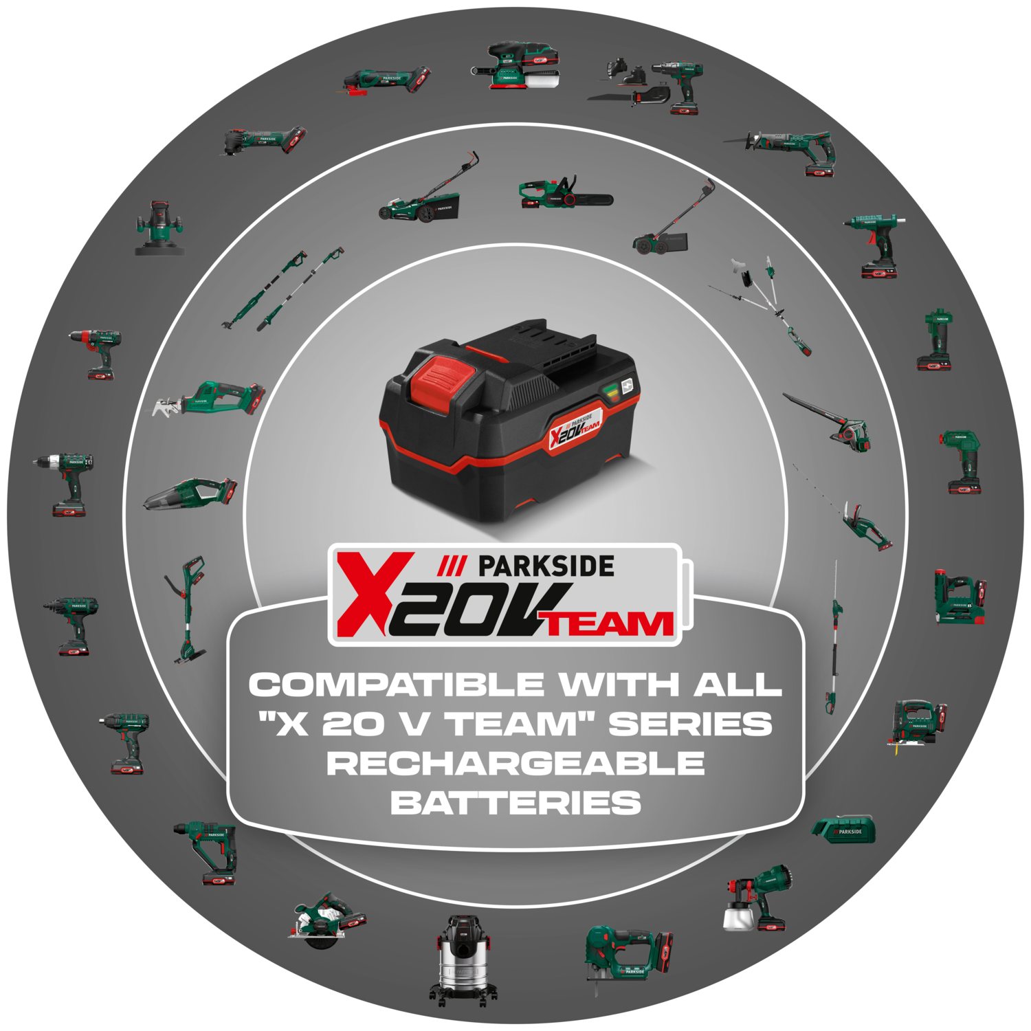 X 20 V TEAM: Združljivo z vsemi polnilnimi baterijami serije 'X 20 V TEAM'.