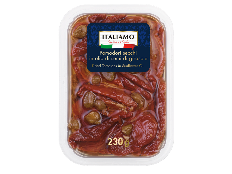 Posušeni paradižniki v sončničnem olju s kaprami, 230g.