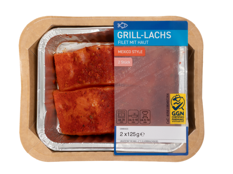 Lososovi fileji za žar, mehiški stil, 2x125g, pripravljeni za kuhanje v pladnju.