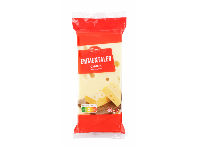 Paket kosa ementalca, z Nutri-Score in 400g.