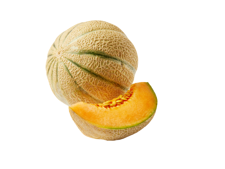 Cel melona in rezina melone na črnem ozadju.