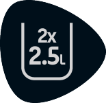 Značka, ki označuje 2x 2,5 litra.