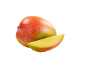 Cel mango in rezina manga na črnem ozadju.