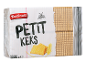 Paket piškotov tipa petit keks z ilustracijami piškotov in pšeničnih klasov.