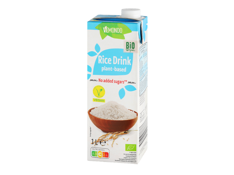 Rastlinski rižev napitek, brez dodanih sladkorjev, ekološki, z Nutri-Score A.