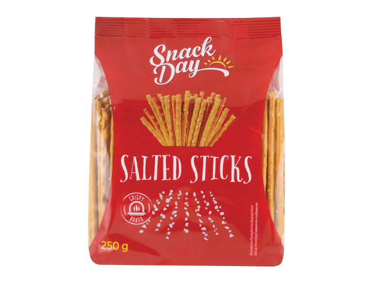Paket 250 g hrustljavih, pečenih slanih palčk.