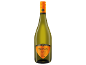 Steklenica vina Prosecco z oranžno in črno etiketo, z besedilom kot 'PROSECCO TREVISO'.