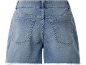 Modre jeans kratke hlače z obrobljenim robom, zadnji pogled