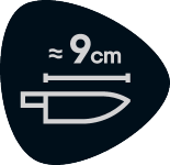 Dolžina rezila noža približno 9 cm.