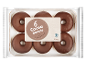 Škatla s 6 kakavovimi krofi, z napisom »6 Cocoa donuts made with love«.