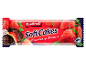 Tastino Soft Cakes z okusom jagode, 150g pakiranje s čokoladnimi piškoti in svežimi jagodami.