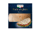 Ploščat kruh z mesom, kumarami in solato, v ozadju ploščat kruh. Teža: 390 g.