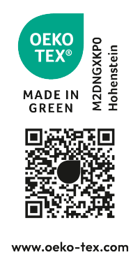 OEKO-TEX MADE IN GREEN M2DNGXKP0 Hohenstein pečat s QR kodo in www.oeko-tex.com