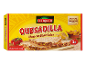 Škatla quesadill z mehiško salso, govedino, zelenjavo, čedar sirom in hrustljavimi nachosi.