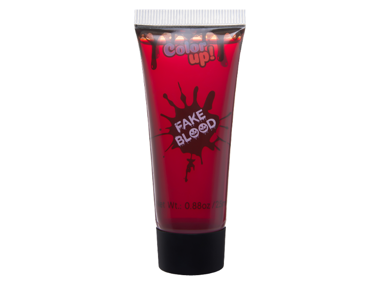 Tuba rdeče umetne krvi za ličenje, z napisom 'Color up! Fake Blood'.