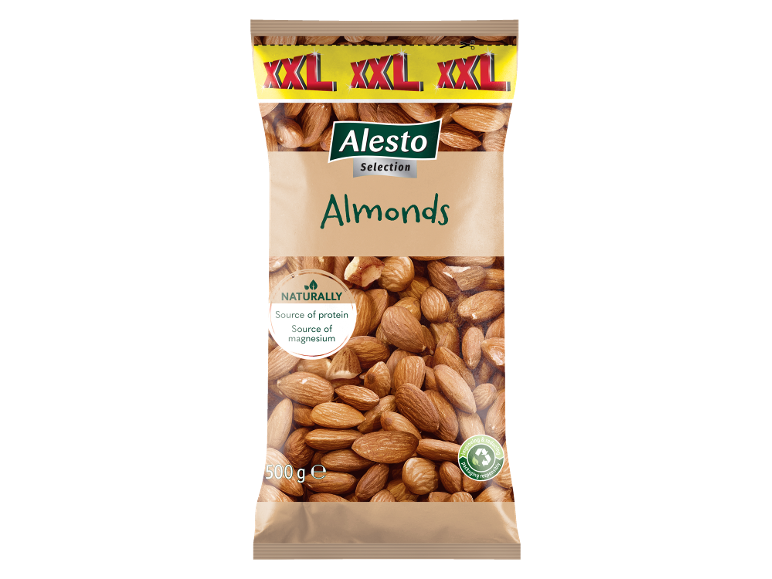 XXL vrečka mandljev, naraven vir beljakovin in magnezija, 500g.