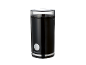 Črn mlinček za kavo s prozornim pokrovom in srebrnim gumbom