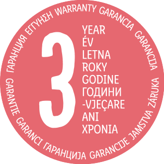 Značka 3-letne garancije v več jezikih.