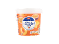 Kremni jogurt z breskvijo in pasijonko v 1 kg posodi z informacijami o hranilni vrednosti.