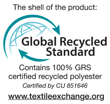 Global Recycled Standard: Vsebuje 100% GRS certificiran recikliran poliester. Certificirano s strani CU 851646.