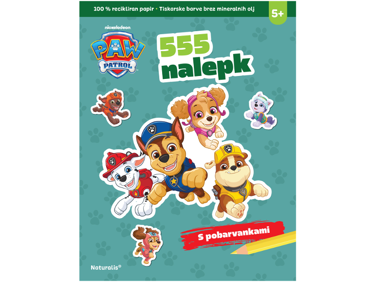 Paw Patrol knjiga nalepk s 555 nalepkami in pobarvankami, iz recikliranega papirja.