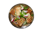 Žar halloumi s kumarami, redkvicami in peteršiljem na krožniku.