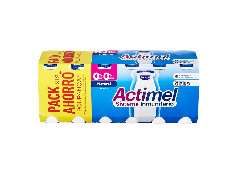 Paket 12 probiotičnih napitkov iz jogurta, brez maščob in dodanega sladkorja, z vitamini in minerali.