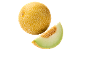 Cel melona in rezina melone s semeni na črnem ozadju.