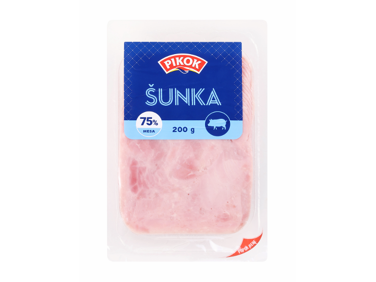 Paket narezane kuhane šunke s 75% mesa, 200g.