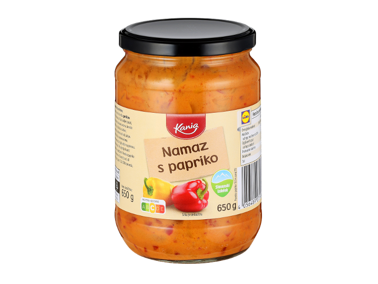 Kozarec paprikinega namaza, 650g, Nutri-Score C.