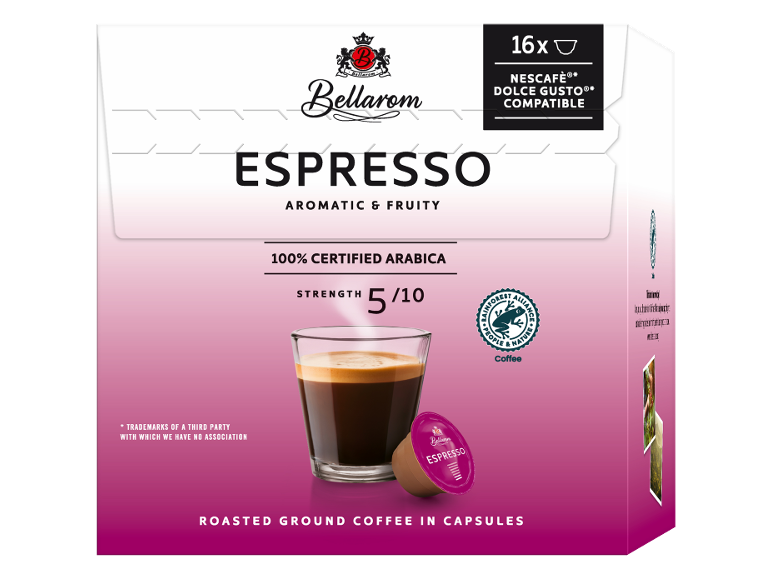 Paket espresso kapsul, združljivih s kavnimi aparati, moč 5/10.