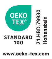 Pečat certifikata tekstilnega standarda: STANDARD 100, 21.HBD.79930 Hohenstein.