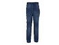 Otroške temno modre jeans hlače z elastičnim pasom in gležnji, zadnji pogled.