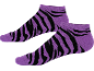 Par vijoličnih nizkih nogavic s črnim zebrastim vzorcem.