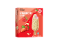 Škatla hrustljavih jagodnih sladoledov s 6 kosi, 450 g / 600 ml.