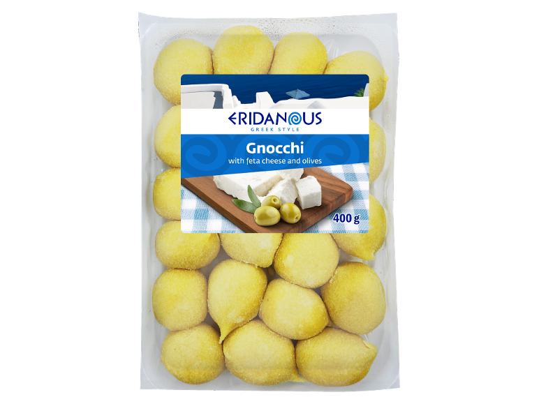 Njoki z feta sirom in olivami, grški stil, pakirano, 400 g.