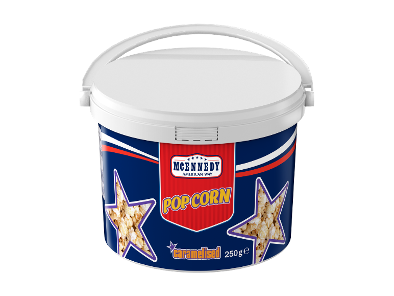 Vedro 250g karamelizirane pokovke z ameriškim dizajnom.