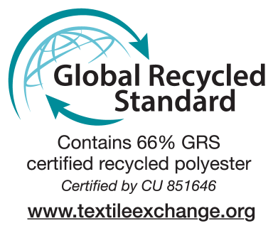 Pečat Global Recycled Standard: Vsebuje 66% GRS certificiranega recikliranega poliestra, certificirano s strani CU 851646.