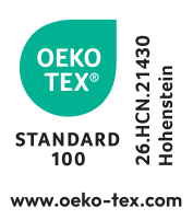 Oznaka OEKO-TEX STANDARD 100, številka 26.HCN.21430 Hohenstein, www.oeko-tex.com
