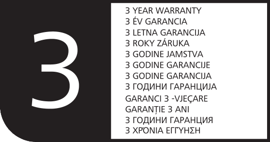 3-letna garancija v več jezikih.