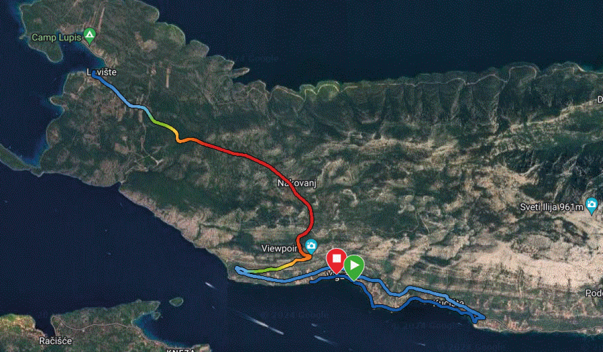 Google Maps: kolesarska pot, razgledišča in označevalci lokacij.