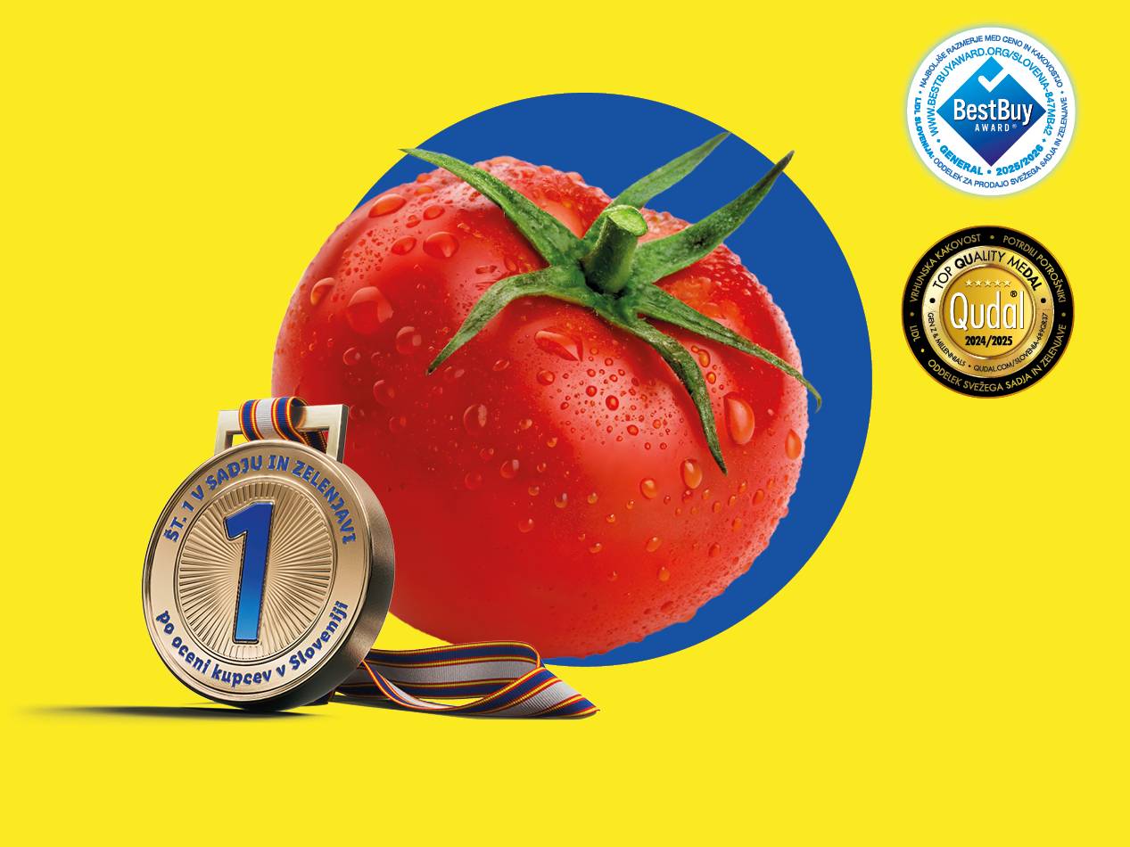 Paradižnik z nagradami BestBuy in Qudal ter medaljo za 1. mesto.