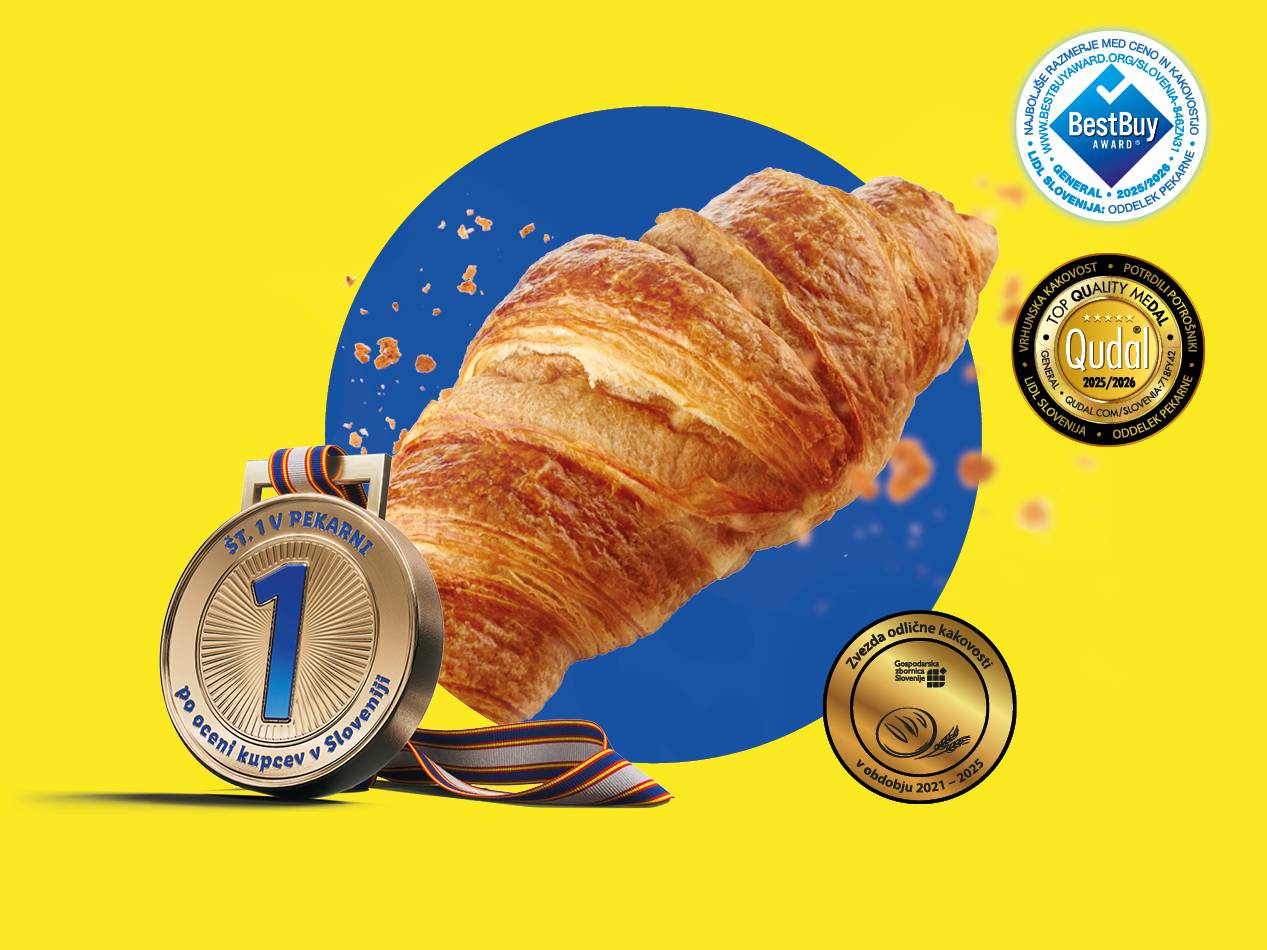 Krof z medaljami in nagradami za kakovost in najboljše razmerje med ceno in kakovostjo.
