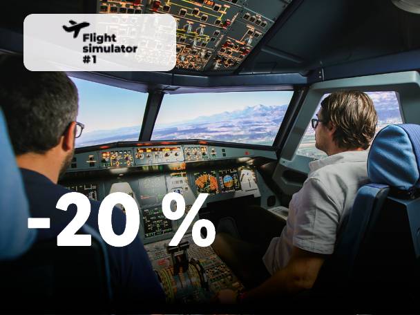 20% popust na simulator letenja št. 1.