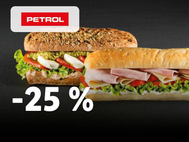 Dva sendviča Petrol s 25% popustom.