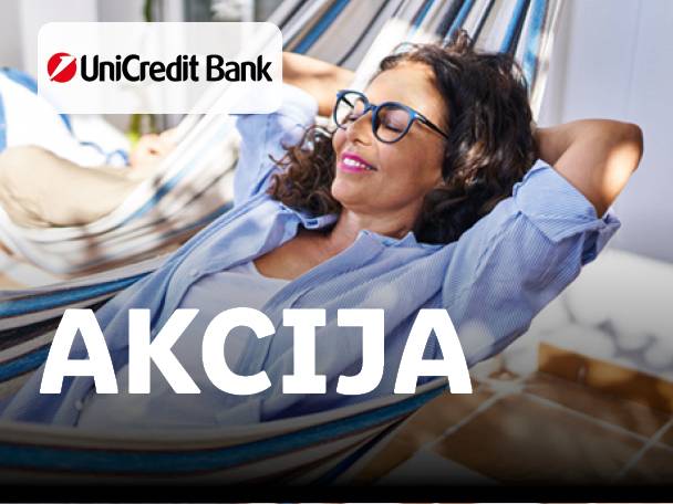 UniCredit Bank akcija: Sproščena ženska v viseči mreži.