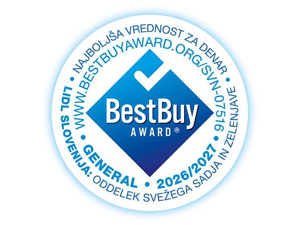 BestBuy nagrada za najboljšo vrednost za denar v oddelku svežega sadja in zelenjave 2026/2027.